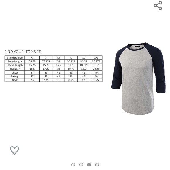 XXL 3/4 sleeve Baseball tee - Picture 2 of 4